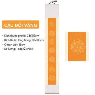 Biểu liễn câu đối 7 chữ liễn lụa viết thư pháp 33x183cm - Giá ưu đãi 210.000 VND, trang trí nội thất phong thủy
