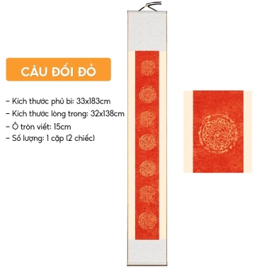 Biểu liễn câu đối 7 chữ liễn lụa viết thư pháp 33x183cm - Giá ưu đãi 210.000 VND, trang trí nội thất phong thủy