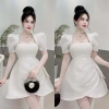 BIGSIZE D119 Đầm tiểu thư tay phồng nhấn eo, dây đá sang chảnh 50‑90kg - 325k 4