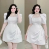 BIGSIZE D119 Đầm tiểu thư tay phồng nhấn eo, dây đá sang chảnh 50‑90kg - 325k 6