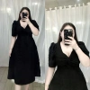 BIGSIZE LINH NGUYỄN Đầm đũi xốp xoắn ngực Phom dài 60-90kg Giá ưu đãi 195k