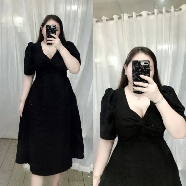 BIGSIZE LINH NGUYỄN Đầm đũi xốp xoắn ngực Phom dài 60-90kg Giá ưu đãi 195k