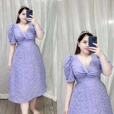 BIGSIZE LINH NGUYỄN Đầm đũi xốp xoắn ngực Phom dài 60-90kg Giá ưu đãi 195k 4 BIGSIZE LINH NGUYỄN Đầm đũi xốp xoắn ngực Phom dài 60-90kg Giá ưu đãi 195k 4