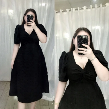BIGSIZE LINH NGUYỄN Đầm đũi xốp xoắn ngực Phom dài 60-90kg Giá ưu đãi 195k
