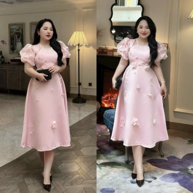BIGSIZETIX D105 Đầm tiểu thư dự tiệc tay voan phồng, cổ yếm hoa, dây cổ sang chảnh, size 50‑90kg 340k 7 BIGSIZETIX D105 Đầm tiểu thư dự tiệc tay voan phồng, cổ yếm hoa, dây cổ sang chảnh, size 50‑90kg 340k 7