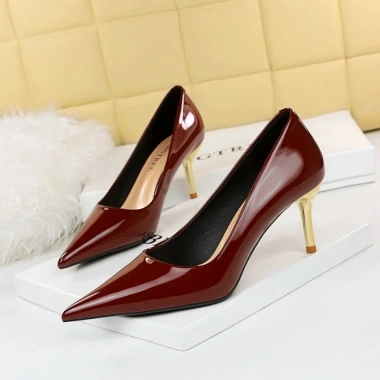 BIGTREE Giày Cao Gót Burgundy Stiletto Mũi Nhọn Gợi Cảm Da Công Sở Size Lớn 41-43 6