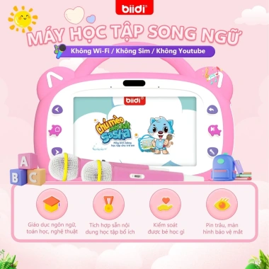 Biidi Tablet 7 inch bé 2-8 tuổi - Học Anh Việt, Karaoke, 32GB, 1.000+ bài học, không WiFi, giá ưu đãi 1.699.999₫