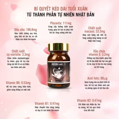 Biken AX21 Viên Uống Nội Tiết Tố Nữ - Giảm Tiền Mãn Kinh, Chống Oxy, Làm Đẹp Da - 1.19 triệu 10