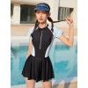 Bikini 1 mảnh kiểu váy tay dài, khóa kéo, viền xám, 40-66kg - 209.000₫ 6