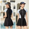 Bikini 1 mảnh kiểu váy tay dài, khóa kéo, viền xám, 40-66kg - 209.000₫ 7