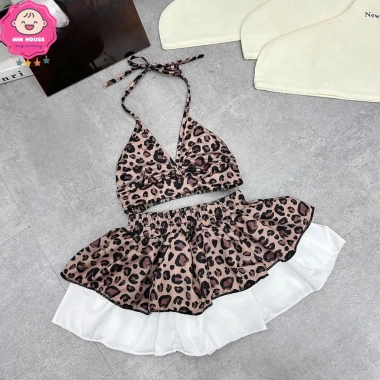 Bikini 2 mảnh áo buộc nơ, quần váy 2 tầng xinh cho bé gái 8-28kg – Đồ bơi đi biển, giá 129k