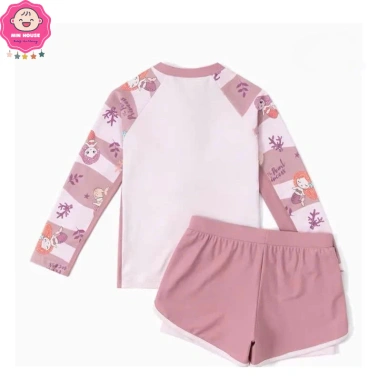 Bikini 2 mảnh áo tay dài họa tiết nàng tiên cá, quần 2 lớp + nón xinh cho bé gái 10-44kg - 229k 9