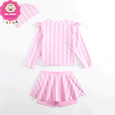 Bikini 2 mảnh áo tay dài kèm quần váy xinh bé gái (10‑42kg) KM47 - Giá ưu đãi 199k