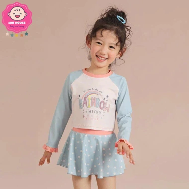 Bikini 2 mảnh bé gái 8-36kg dưới 1m35 - áo lửng tay dài phối chân váy, đồ bơi giảm 159.000 VNĐ 3