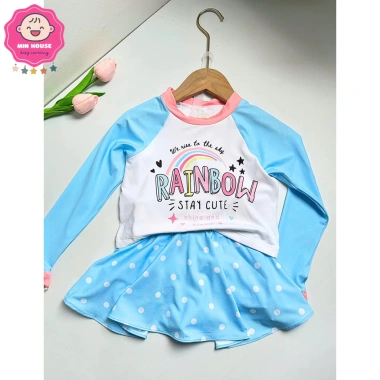 Bikini 2 mảnh bé gái 8-36kg dưới 1m35 - áo lửng tay dài phối chân váy, đồ bơi giảm 159.000 VNĐ 4