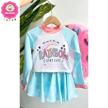 Bikini 2 mảnh bé gái 8-36kg dưới 1m35 - áo lửng tay dài phối chân váy, đồ bơi giảm 159.000 VNĐ 5