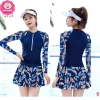 Bikini 2 mảnh tay dài xanh than họa tiết hoa lá, chân váy thời trang cho nữ - Giá ưu đãi 169.000 VND 3