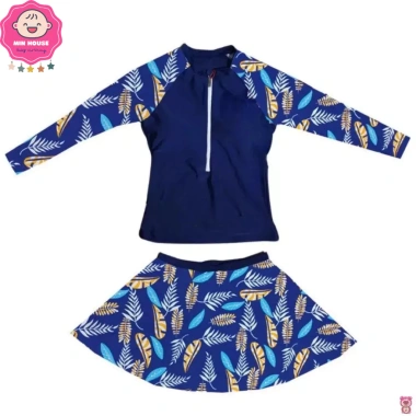 Bikini 2 mảnh tay dài xanh than họa tiết hoa lá, chân váy thời trang cho nữ - Giá ưu đãi 169.000 VND 8