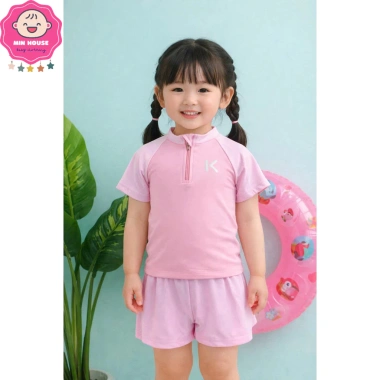 Bikini 2 mảnh tay ngắn, quần 2 lớp cho bé gái 10‑42kg 2