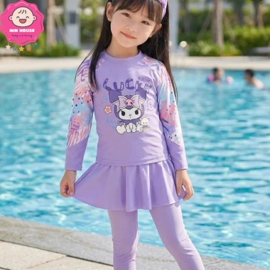 Bikini 3 mảnh áo tay dài quần dài váy cho bé gái 10-44kg dưới 1m55, đồ bơi giá 289.000đ