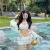 Bikini 4 món lưới cột nơ tôn BELLA - Set đi biển du lịch quyến rũ, giảm giá 179k 3