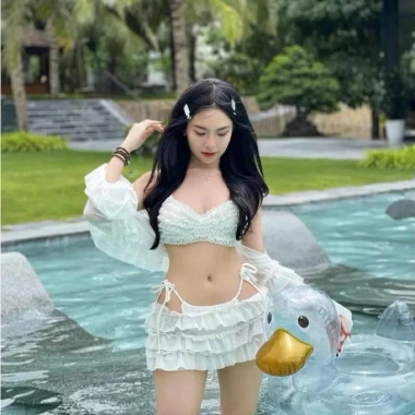 Bikini 4 món lưới cột nơ tôn BELLA - Set đi biển du lịch quyến rũ, giảm giá 179k