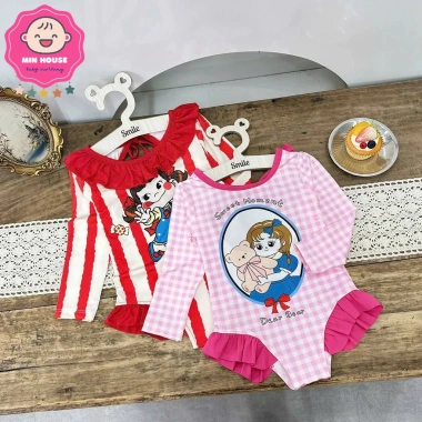 Bikini bé gái 10-35kg tay dài bèo họa tiết đáng yêu - Đồ bơi biển giá 149k 6