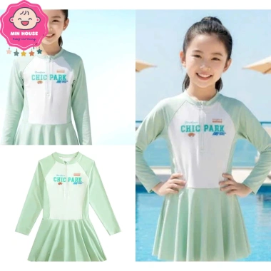 Bikini bé gái KM41 váy tay dài nhẹ nhàng, đồ bơi 10-40kg dưới 1m45, chỉ 199.000đ