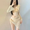 Bikini biển D5: áo bra 2 dây, quần tam giác, áo lưới dài tay + khăn quấn 143.900₫ 9