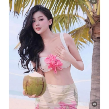 Bikini EMMA Đính Hoa Ly Lưới Mềm Mịn In Hoa Chuẩn Hình - Mút Đệm, Giá 198.000₫ 2
