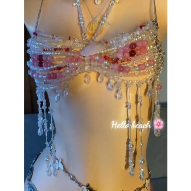 Bikini Hạt Pha Lê Hồng Biển Nắng - Tặng Dây Chuyền Vỏ Sò + 2 Kẹp Hoa & Chip 1.250.000 2