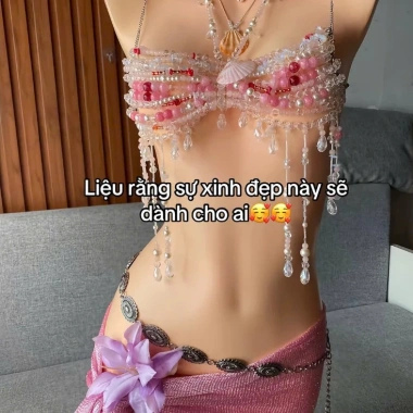Bikini Hạt Pha Lê Hồng Biển Nắng - Tặng Dây Chuyền Vỏ Sò + 2 Kẹp Hoa & Chip 1.250.000 3