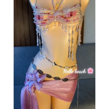 Bikini Hạt Pha Lê Hồng Biển Nắng - Tặng Dây Chuyền Vỏ Sò + 2 Kẹp Hoa & Chip 1.250.000 4