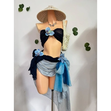 Bikini khăn quấn Ocean - bikini 565k, tặng dây chuyền vỏ sò, chip và 2 kẹp hoa
