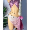Bikini khăn quấn Tím Hoàng Hôn tặng dây chuyền vỏ sò chip và 2 kẹp hoa 4