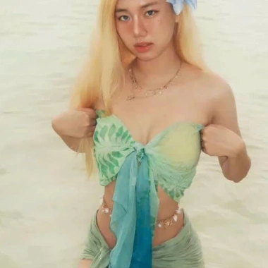 Bikini Khăn Quấn Xanh Ngọc Biển Cả - Tặng Dây Chuyền Vỏ Sò, Chip, 2 Kẹp Hoa