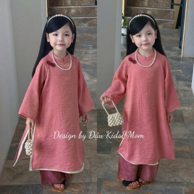 Bikini Kids 10-40kg - Áo Dài Gấm 4 Tà Cao Cấp, Bộ Tết Quần Lụa cho bé gái