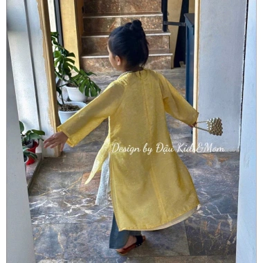 Bikini Kids 10-40kg - Áo Dài Gấm 4 Tà Cao Cấp, Bộ Tết Quần Lụa cho bé gái