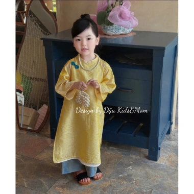 Bikini Kids 10-40kg - Áo Dài Gấm 4 Tà Cao Cấp, Bộ Tết Quần Lụa cho bé gái