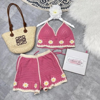 Bikini len sợi móc 2 món áo bra và quần sooc màu sắc dễ thương, phù hợp đi biển - Giá chỉ 45.000 VND 6