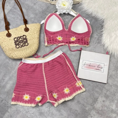 Bikini len sợi móc 2 món áo bra và quần sooc màu sắc dễ thương, phù hợp đi biển - Giá chỉ 45.000 VND 8