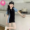 Bikini liền thân bé gái 15-38kg dưới 1m4, viền lam đẹp, đồ bơi biển giá 189k