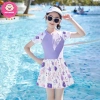 Bikini liền thân kiểu váy tay ngắn, khóa kéo trước cho bé gái - Đồ bơi giá 169.000đ