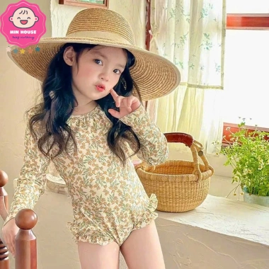 Bikini liền thân tay dài hoa xinh xắn cho bé gái - Đồ bơi 10-35kg, giá 162k-129k 3