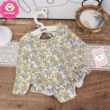 Bikini liền thân tay dài hoa xinh xắn cho bé gái - Đồ bơi 10-35kg, giá 162k-129k 7