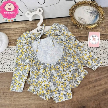 Bikini liền thân tay dài hoa xinh xắn cho bé gái - Đồ bơi 10-35kg, giá 162k-129k 8