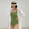 Bikini liền thân tay lỡ cổ vuông màu ôm che khuyết điểm Hàn Quốc QCCC BKN34 139k 5