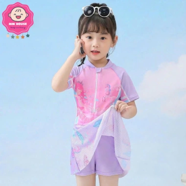 Bikini liền thân váy lưới thoáng khí cho bé gái 10-35kg dưới 1m4 - Đồ bơi 189k 2