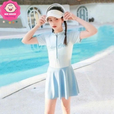 Bikini liền thân váy tay ngắn in chữ cho bé gái - Đồ bơi dưới 1m45, 189.000₫ 3