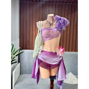 Bikini Mây Tím Mộng Mơ - kèm dây chuyền vỏ sò, 2 kẹp hoa, giảm giá 420.000₫ 9